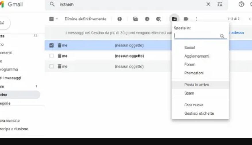 Come recuperare le email cancellate da Gmail