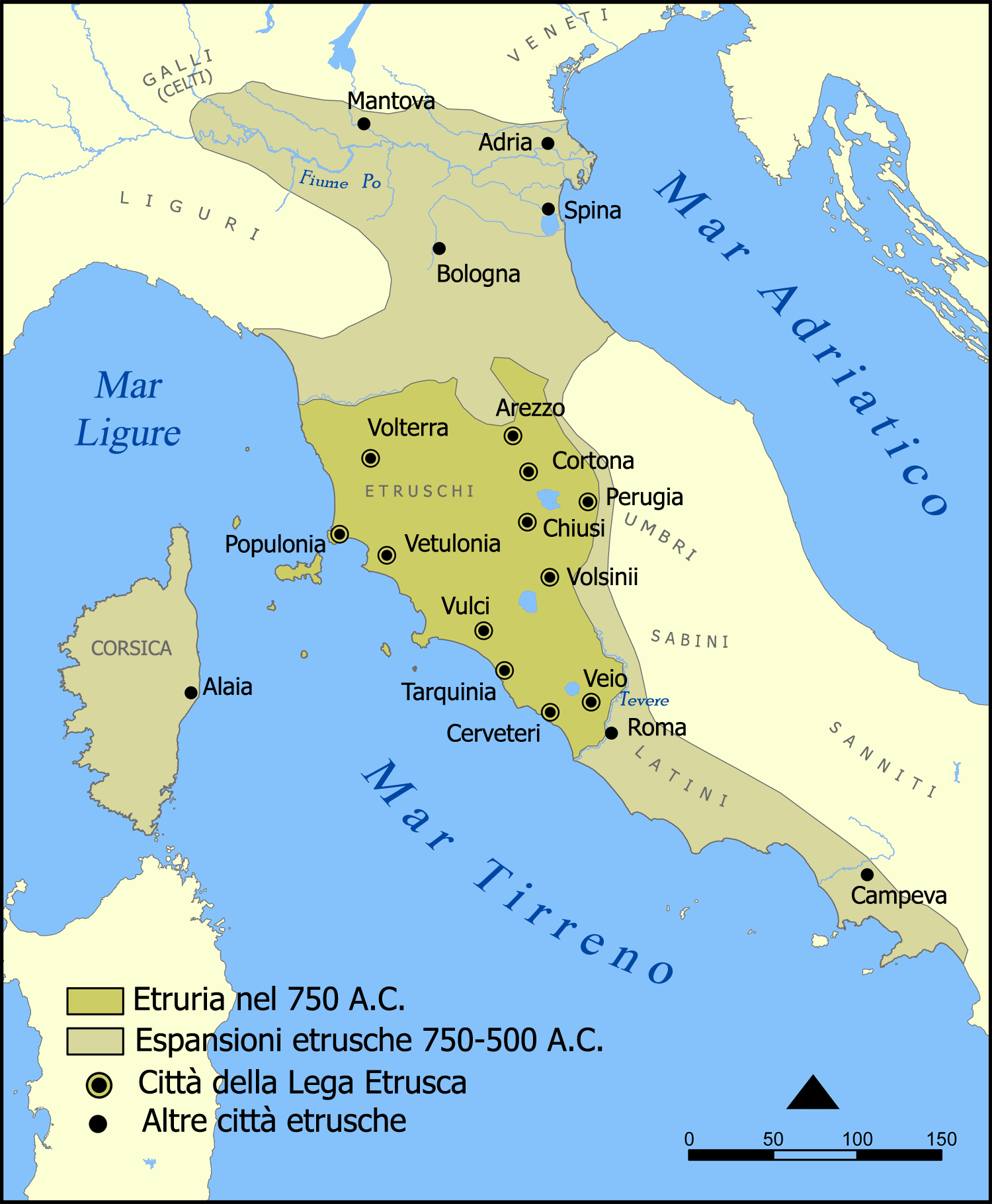 Etruscan civilization italian map