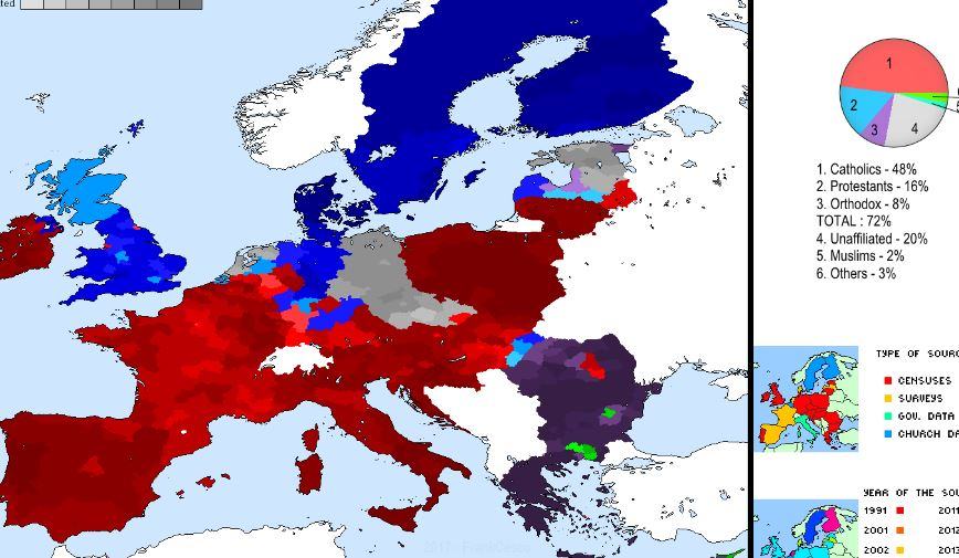 In quale parte d'Europa è maggiormente diffuso il protestantesimo?