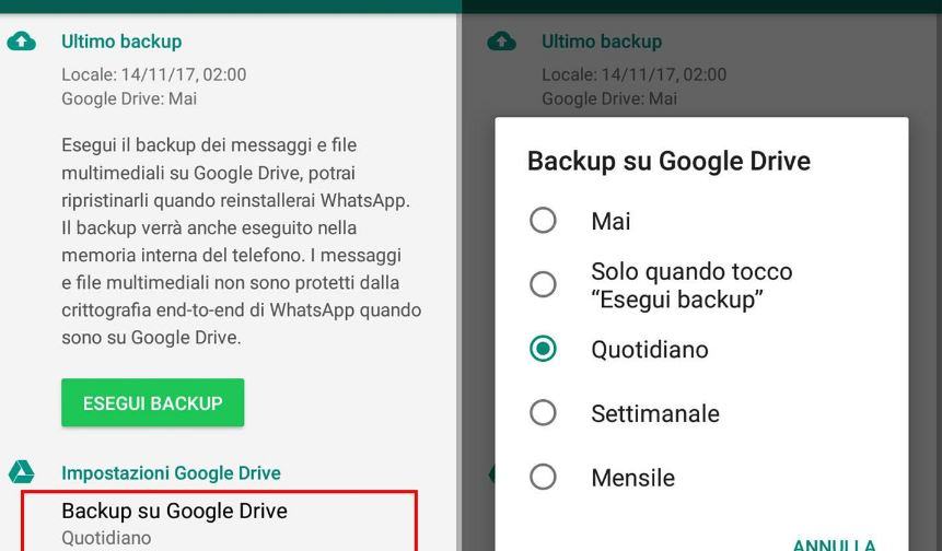 Perché WhatsApp non fa il backup su Google Drive?