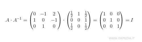 calcolo matrice inversa esempio verifica