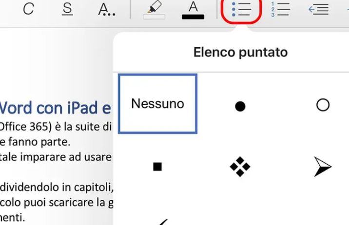 Come montare simboli su Word iPad?